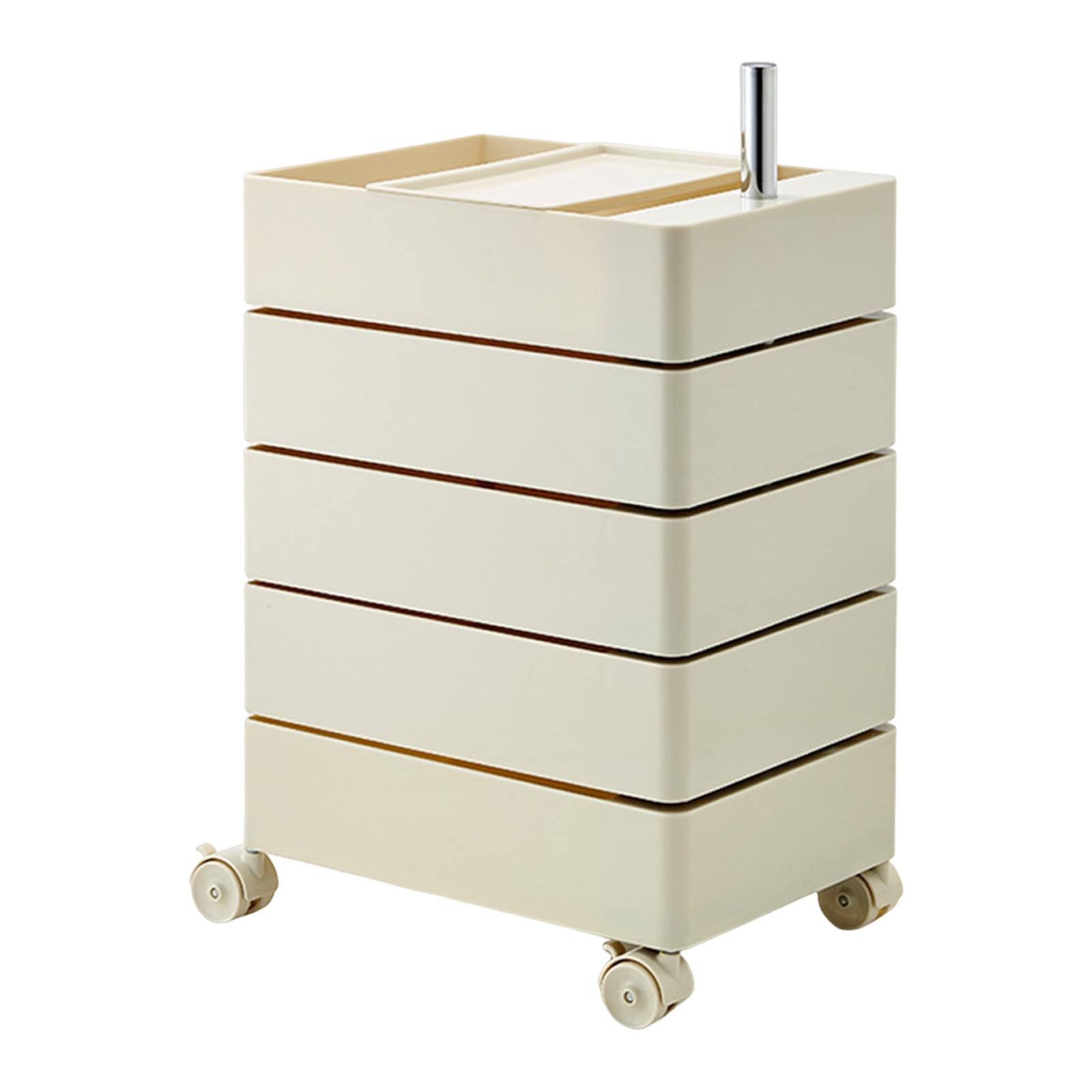 DOLITY Armoire de Rangement Roulante Chariot de Rangement Rotatif à 5 Niveaux pour Cuisine Dortoir Bureau Blanc