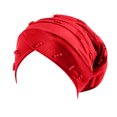 thumbnail image 2 of Womens Large Elastic Solid Color Comfortable Flat Hat Pearl Cap Nail Bead Pile Cap, 2 of 3