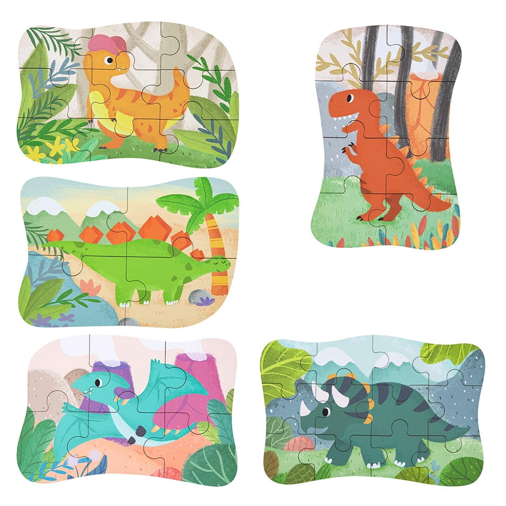 Children's puzzle, dinosaur puzzle for children, 5 picture puzzles, suitable for boys and girls puzzles from 3 4 5 years