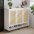 thumbnail image 3 of Toytexx Modern Shoe Storage Cabinet with Rattan Doors, 3-Door White Shoe Organizer with Adjustable Shelves & Ventilation Fan, Slim Shoe Rack for Entryway or Living Room, 3 of 7