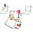thumbnail image 2 of Kids Jungle 4-in-1 Kid Climb & Deluxe Swing Set Playground with Horizontal Bar, Trapeze Rings, Monkey Bars, Basketball Net Hoop & 3 Balls, Expandable & Foldable, 2 of 4