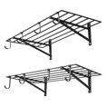 thumbnail image 1 of VEVOR 2-Tier Heavy Duty Wall Garage Shelving, 2 x 4 ft Steel Wall Mounted Shelving Unit with Hooks, 24 x 48 Inch Per Shelf Floating Storage Metal Rack for Garage, 520 lbs Total Weight Capacity, Black, 1 of 9