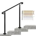 thumbnail image 1 of VEVOR Handrails for Outdoor Steps, Fit 1-3 Steps Wrought Iron Handrail, Outdoor Stair Railing, Adjustable Front Porch Hand Rail, Black Transitional Hand railings for Concrete Steps or Wooden Stairs, 1 of 9
