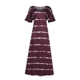 thumbnail image 1 of VEKDONE Robe Maxi d'Été pour Femme à Manches Courtes, Rayée, Décontractée, Longue, de Plage, Coupe Ample, Col en V, Robe Soleil, Détente, Fluide, Robe T-Shirt, 1 of 6