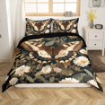 thumbnail image 1 of Erosebridal Housse de Couette Papillon Brun Simple, Ensembles de Literie Faune Chic Taille Simple, Déco de Chambre Fleur Blanche, Réversible 2 Pcs (Sans Couette), 1 of 7