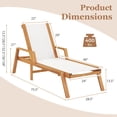 thumbnail image 3 of Costway 1 PCS Outdoor Chaise Lounge with  Adjustable 5-position Backrest Solid Wood Frame, 3 of 9