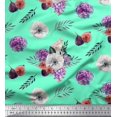 thumbnail image 1 of Soimoi polyester Crepe Fabric Fig,Succulent & Anemone Flower Print Sewing Fabric Yard 52 Inch Wide, 1 of 3