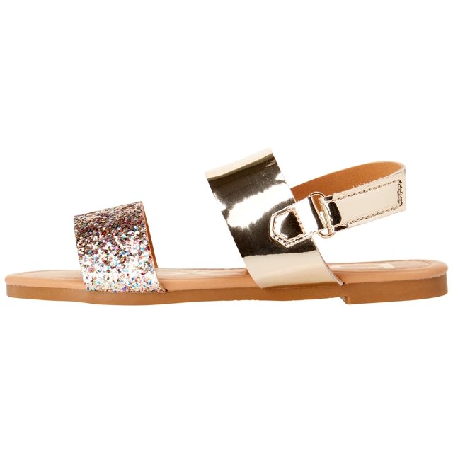bebe Girls Metallic Sandals with Chunky Glitter Strap (Little Kid/Big Kid)
