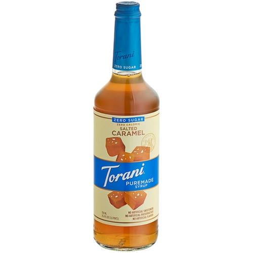Torani Puremade Zero Sugar Salted Caramel Syrup, All-Natural Sugar-Free Flavoring, 750 mL (25.4 oz) Glass Bottle
