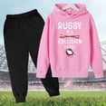 thumbnail image 3 of Hiiyo Toddler Girlss Outfits Rugby Letter Print Hoodie and Sweatpants Sports Sweatsuit, 3 of 3