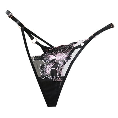 FhsagQ Women's Lingerie Sleep Bras Women's Underpants Embroidery Thong Panties Low Waist Briefs Underwear Lingerie Sets for Women Corset Lingerie for Women Crotchless Black One Size