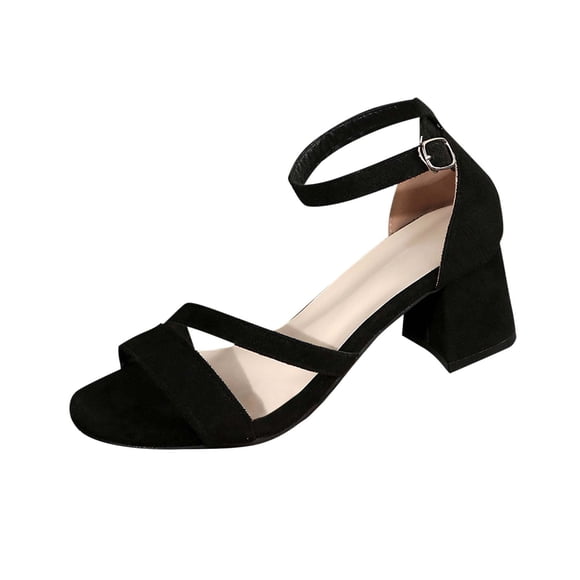 LOVZFMLL Women's Heel Sandals Classic Elegant Chunky Block Heels Dress Sandals for Party Club Prom Wedding Dating Black 4