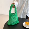 thumbnail image 3 of Cotton Thread Handbags Straw Woven Hollow Net Shopping Beach Vacation Purses, 3 of 10