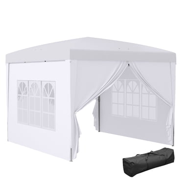Outsunny 10'x10' Outdoor Pop Up Party Tent with Carrying Bag White
