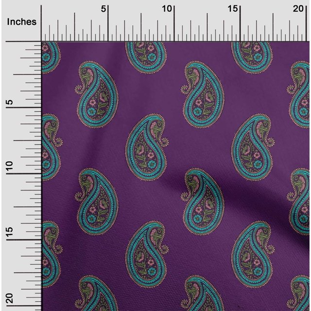 oneOone Silk Tabby Fabric Paisley Block Print Fabric By The Yard 42 Inch Wide