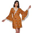 thumbnail image 1 of Moomaya Robe Courte Imprimée pour Mariée en Préparation, Manches Évasées, Peignoir, Portefeuille pour Femmes, 1 of 6