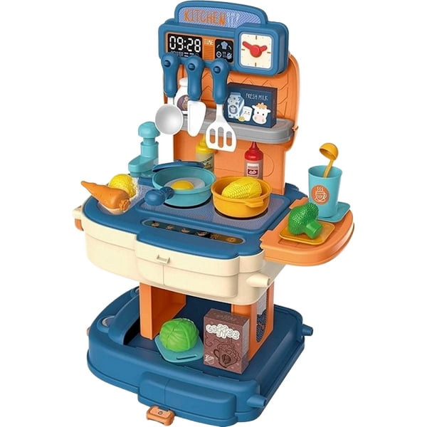 Tradeopia 2-in-1 Backpack and Chef Kitchen Play Set – Portable Toy for Ages 3+ | 34 Piece Kitchen and Role-Playing Accessories