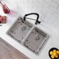 thumbnail image 1 of Stylish Dual-Mount 29" Double-Bowl Stainless Steel Kitchen Sink with Grids and Strainers S-414TG, 1 of 14