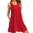 thumbnail image 1 of Innerwin Mini Dress Button Women Sundress Beach Solid Baggy Bohemian Red 3XL, 1 of 4