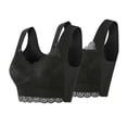 thumbnail image 2 of 2-Pack Women's Lace Bra Plus Size - Wire-Free, 3/4 Cup, Fixed Straps, Comfortable Nylon Spandex Blend, 2 of 8