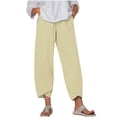thumbnail image 1 of Timegard Plus Size Pants for Women Elastic Waist Solid Color Comfy Fall Casual Crop Pants with Pockets, 1 of 5