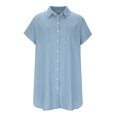 thumbnail image 4 of VEKDONE 2025 Liquidation Été Robes Chemise en Denim pour Femmes Manches Courtes Robe Midi en Jean Ample Boutonnée Décontractée Robe Droite Tunique, 4 of 9