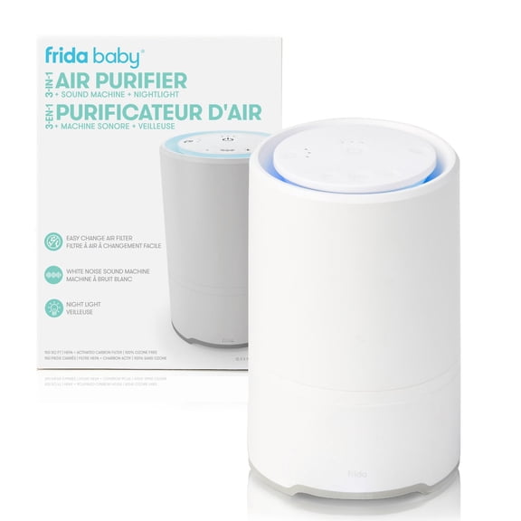 Frida Baby - Frida Baby 3-in-1 Air Purifier, Sound Machine, and Nightlight with 3 Fan Speeds and Easy-Change Filter Air Purifier, Sound Machine, and Night Light, HEPA Air Purifier for Allergies, 150 s