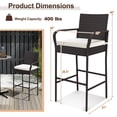 thumbnail image 3 of Costway 2PCS Patio PE Wicker Bar Chairs Counter Height Barstools with Armrests &Cushions, 3 of 8