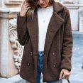 thumbnail image 2 of Veste pour Femmes Hiver Femmes Dames Veste Chaude Hiver Manteau Uni à Col Rabattu Manteau en Duvet en Laine d'Agneau, 2 of 9