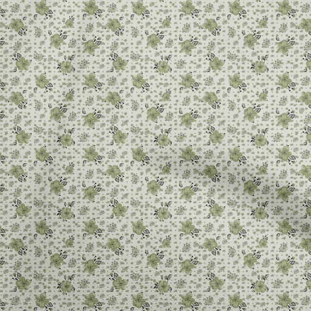 oneOone Velvet Light Green Fabric Florals Fabric For Sewing Printed Craft Fabric By The Yard 58 Inch Wide