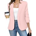 thumbnail image 1 of IMENGL Fall long sleeve notch collar cropped cardigan coat brown, Pink 4XL, Size M-5XL, 1 of 7