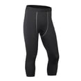 thumbnail image 1 of Men's Compression 3/4 Pants with Pockets,Workout Athletic Stretch Tights Leggings Athletic Base Layer, 1 of 5