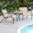 thumbnail image 4 of Gymax Ensemble de 3 Pcs de Chaises de Patio avec Siège en Tissu Courbé, Table Basse Ronde pour Cour Arrière, 4 of 8