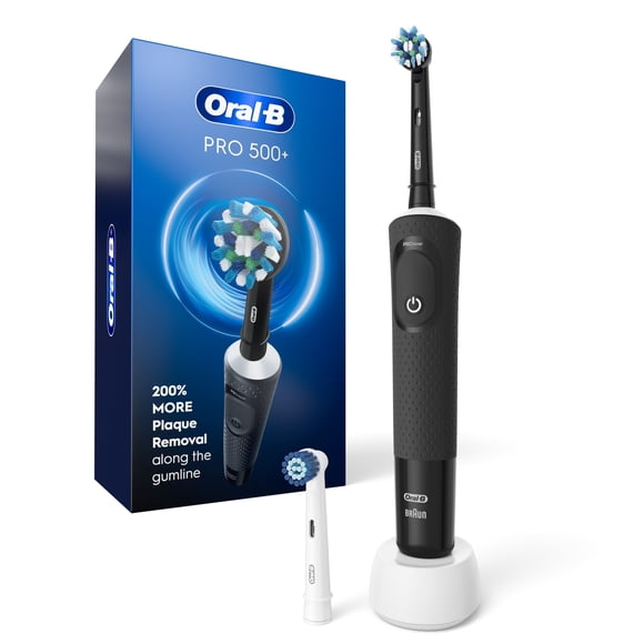 Oral-B Pro 500 + Brosse à Dents Électrique avec Têtes de Brosse, Rechargeable, Noire
