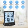thumbnail image 2 of Geevon Indoor Outdoor Thermometer Wireless, Large LCD Display Digital Hygrometer Thermometer Temperature Humidity Monitor with 3 Remote Sensors and Backlight, Battery-Powered(Black With Backlight), 2 of 10