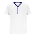thumbnail image 3 of ylioge Mens T-Shirts Button V Neck Short Sleeve Tshirts Shirts Loose Pullover Ribbed Solid Color Comfort Casual Basic Office Work Tees Tops, 3 of 5