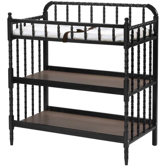 Pemberly Row Contemporary Metal Changing Table in Ebony - 40"Hx19"Wx36"D
