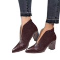 thumbnail image 3 of Kcodviy Autumn Women Boots Chunky Boots Socks for Women High Heel Mid Heel Print Boots for Women Booties Wide Width Solid Color Pointed Toe Flat Boots for Women Comfortable Slip on, 3 of 6