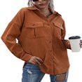 thumbnail image 3 of Chemise Surchemise pour Femmes Veste Gaufrée Surdimensionnée pour Dames Manches Longues Coupe Ample Boutonnée Hauts Décontractés Mode Urbaine, 3 of 6