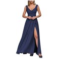 thumbnail image 1 of Gspmoly Robes Décontractées pour Femmes, Mode Femmes Été Camis Sans Manches Col en V Taille Resserrée Fente Robe Formelle Robes Formelles pour Femmes Offres Hebdomadaires, 1 of 7