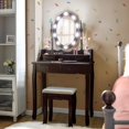 thumbnail image 2 of Giantex Vanity Table Set, Makeup Dressing Table w/Cushioned Stool & Lighted Mirror, Brown, 2 of 9