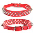 thumbnail image 1 of Collier pour Chien en Cuir avec Rivets Cloutés pour Chats Chiots Petits Moyens Animaux Rouge 51*3.0CM, 1 of 8