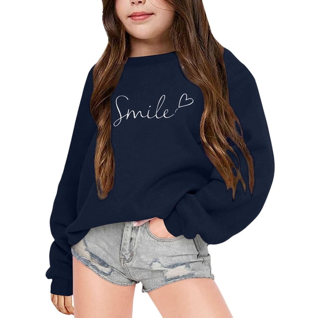 PMVFHDE Liquidation Chandail pour Enfants Chandail d'Automne et d'Hiver à Manches Longues Mode Imprimé à Col Rond Chandail à Capuchon pour Garçons et Filles Plus Manteau à Capuchon Chaud Chandail à Col Rond pour Tout-Petits, Marine, 8-9 Ans