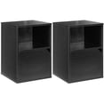 thumbnail image 1 of Gymax Ensemble de 2 Tables de Nuit Tables d'Appoint Bout de Canapé Armoire de Rangement Étagère Salon Noir, 1 of 9