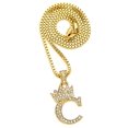thumbnail image 2 of CBC Crown Rhinestone Studded Crown Small Initial Alphabet Letter Pendant Necklace16/18"/20" Box Chain Necklaces (16, Gold - C), 2 of 4
