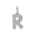 thumbnail image 1 of Pendentif Breloque Initiale -R - en Or Blanc 14K avec Diamants d'Accent (Sans Chaîne), 1 of 5