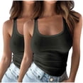 thumbnail image 1 of Plebaso 2 Pack Ribbed Tank Tops for Women Spaghetti Strap Slim Tops Scoop Neck Sleeveless Summer Tops, 1 of 4