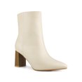 thumbnail image 1 of Unique Bargains Women's Side Zip Pointed Toe Block Heels Ankle Boots Nude (Size 6), 1 of 6