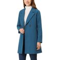 thumbnail image 4 of Allegra K Manteau Mi-Long à Manches Longues Raglan à Revers Croisé pour Femme m Bleu Foncé Gris, 4 of 6