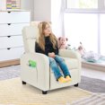 thumbnail image 4 of Gymax Fauteuil Inclinable pour Enfants Réglable en Cuir avec Repose-Pieds et Poche Latérale Beige, 4 of 9